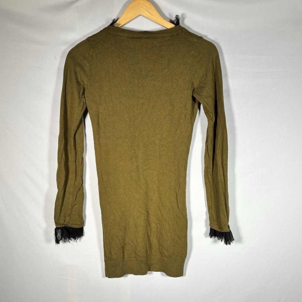 Twelve By Twelve Army Green Womens Henley Tunic Top Forest Fairy Whimsigoth Sz S - Picture 2 of 7